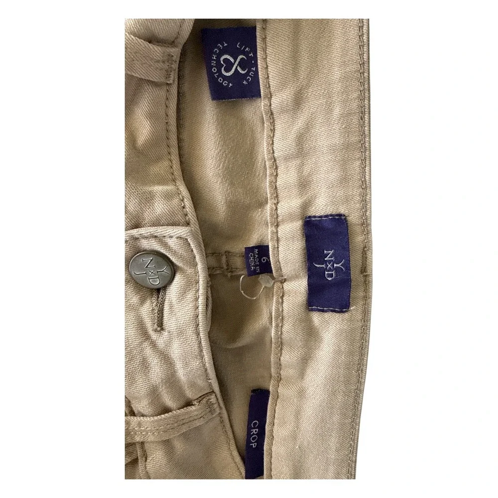 NYDJ Crop Pants Women 6 Tan Excellent Lift Tuck Preppy Tailored